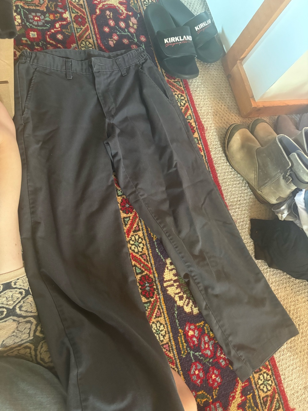 Vintage Men's Dark Charcoal Straight-Leg Pants